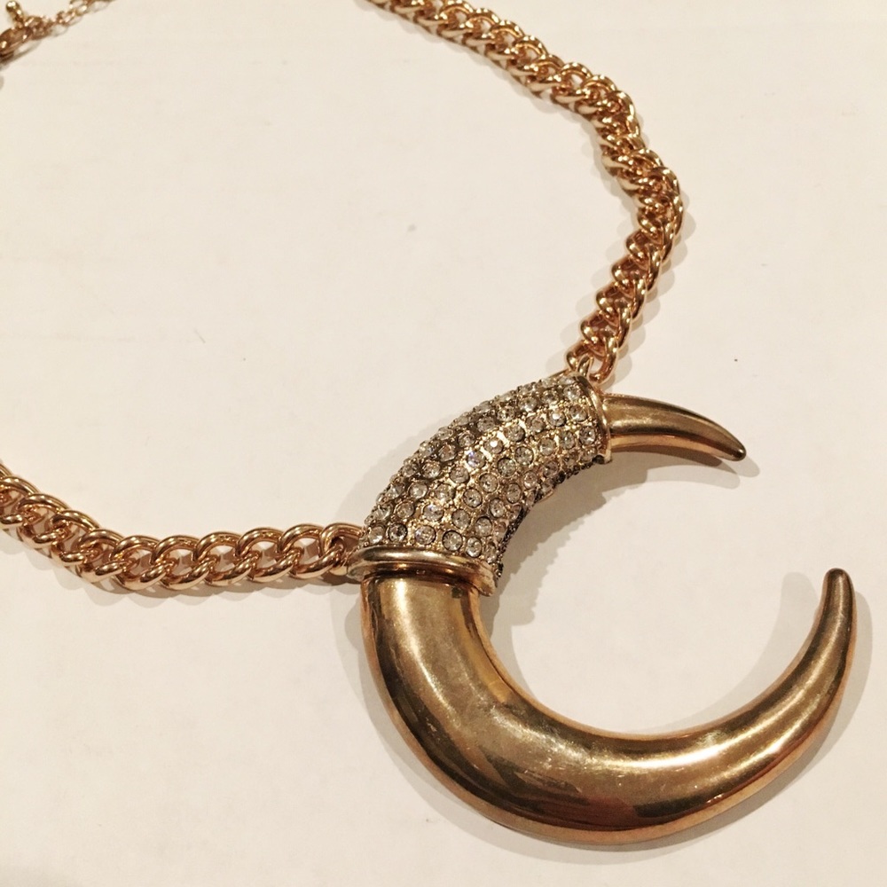 Boho, Chunky gold “C” horn necklace